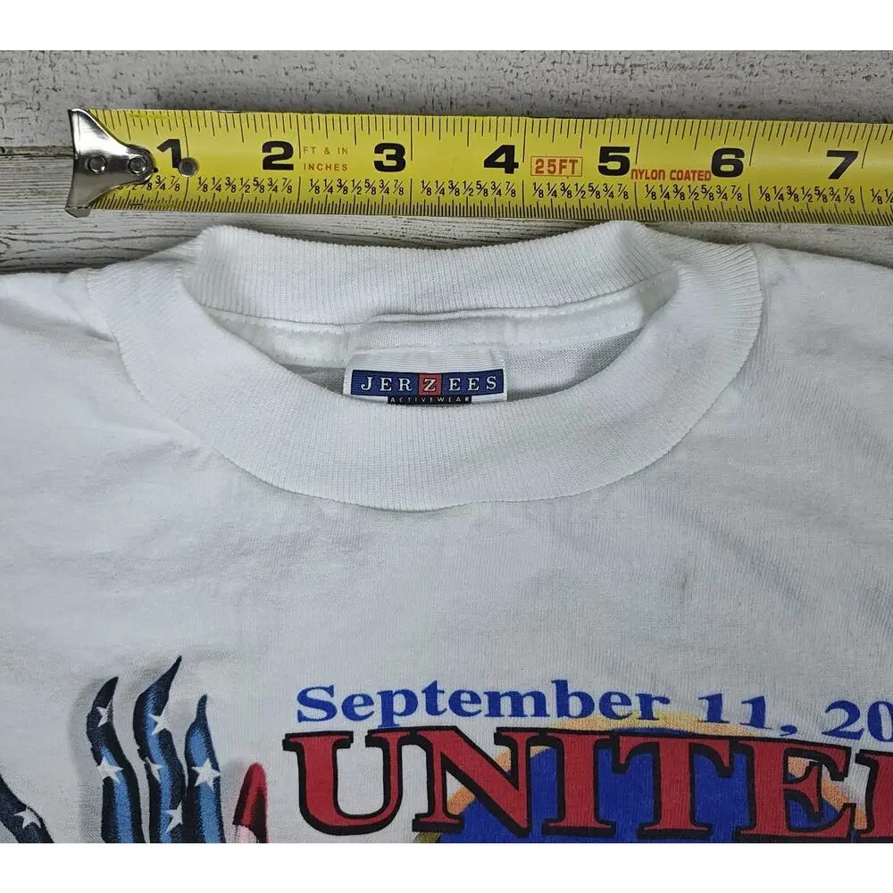 Vintage 9/11 United We Stand Tribute T-Shirt Kids M(10-12) Short Sleeve JERZEES